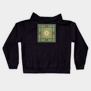 Green Ornate Decorative Tile Kids Hoodie